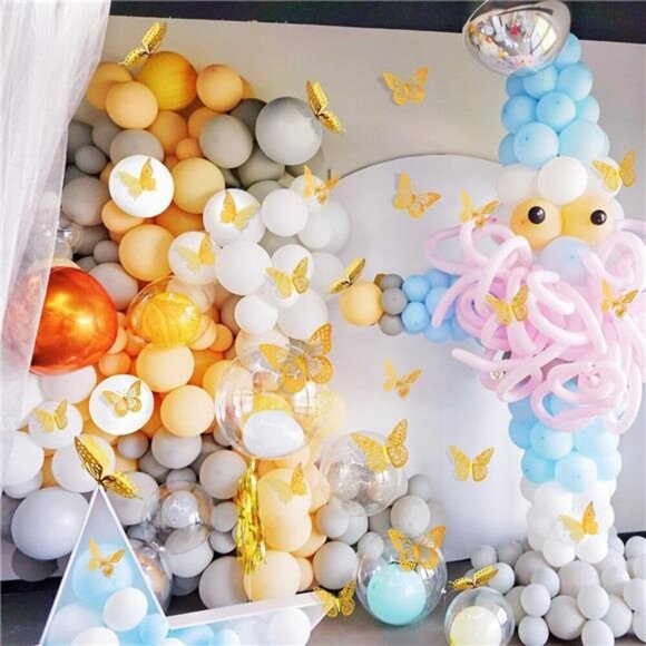 3D Butterfly Wall Decor 48 Pcs 4 Styles 3 Sizes, Gold Party Cake Decorations - Picture 3 of 7